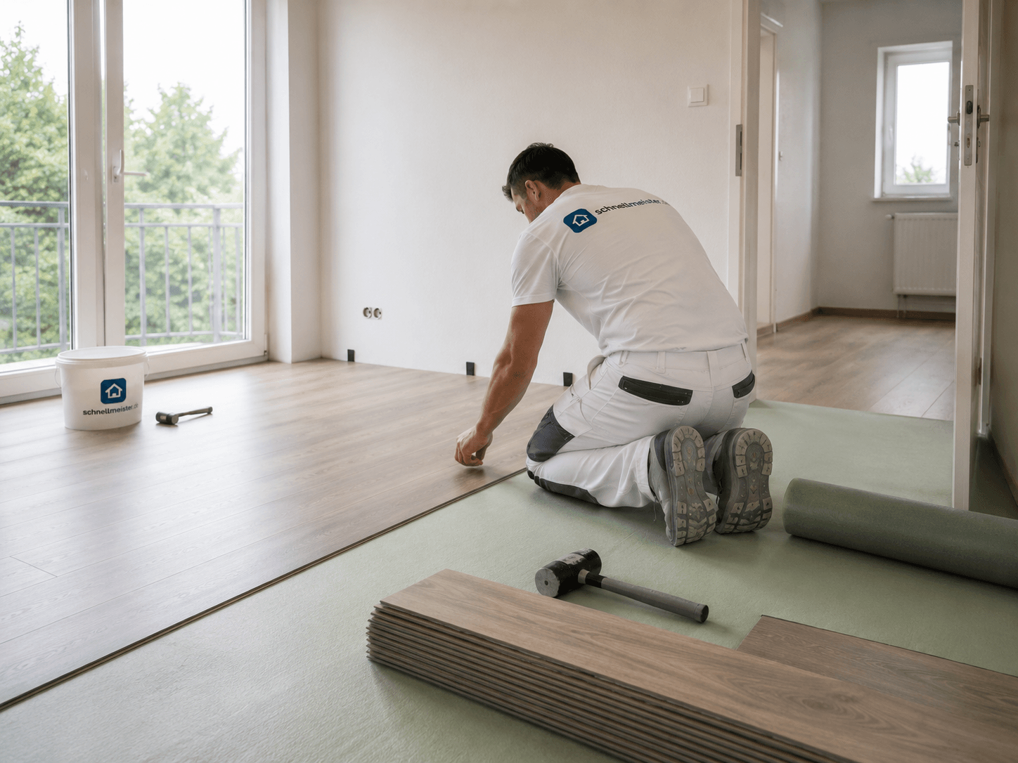 Verlegtes Laminat mit Sockelleiste