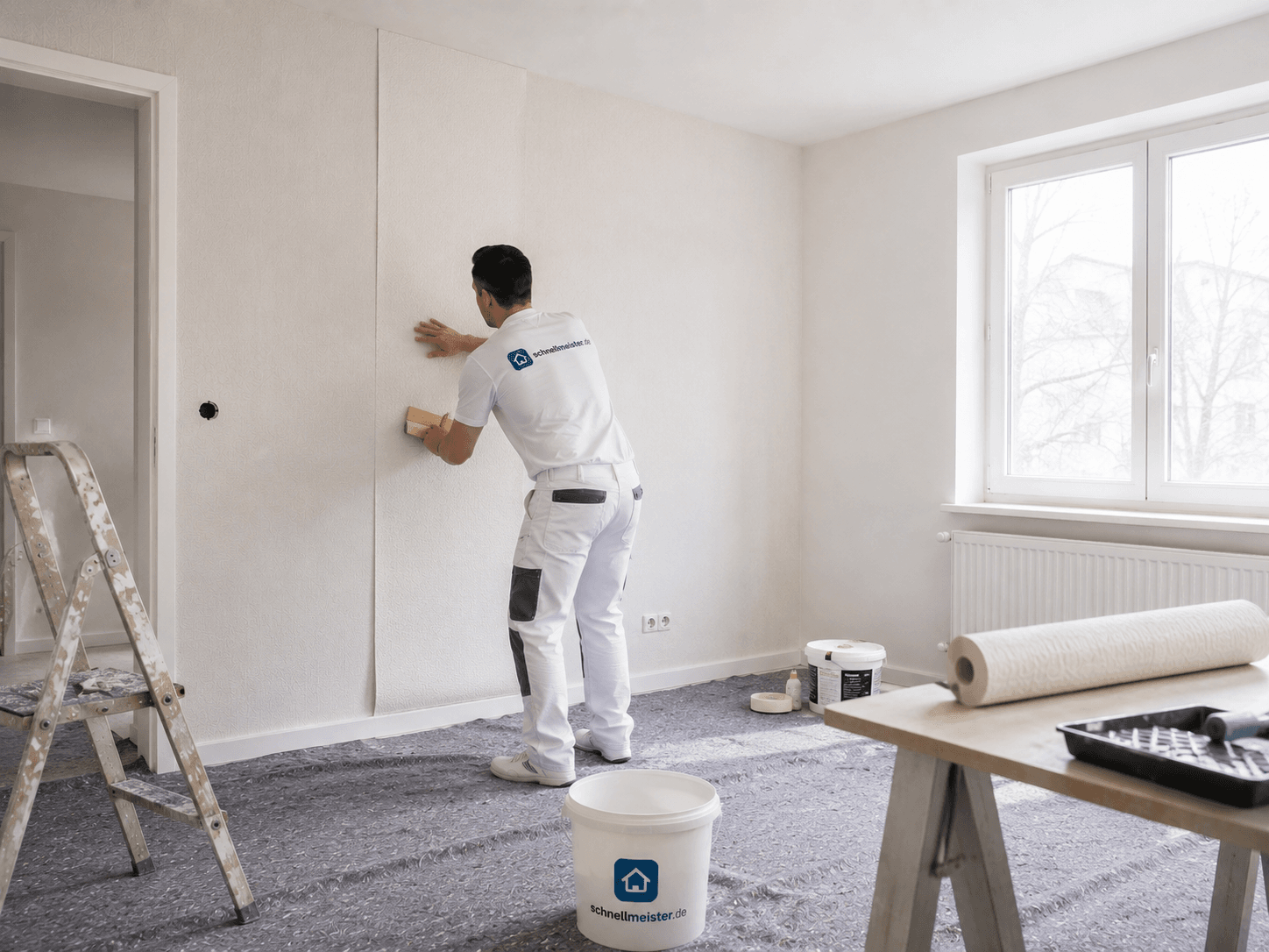 Tapezierte Wand — Tapezierarbeiten